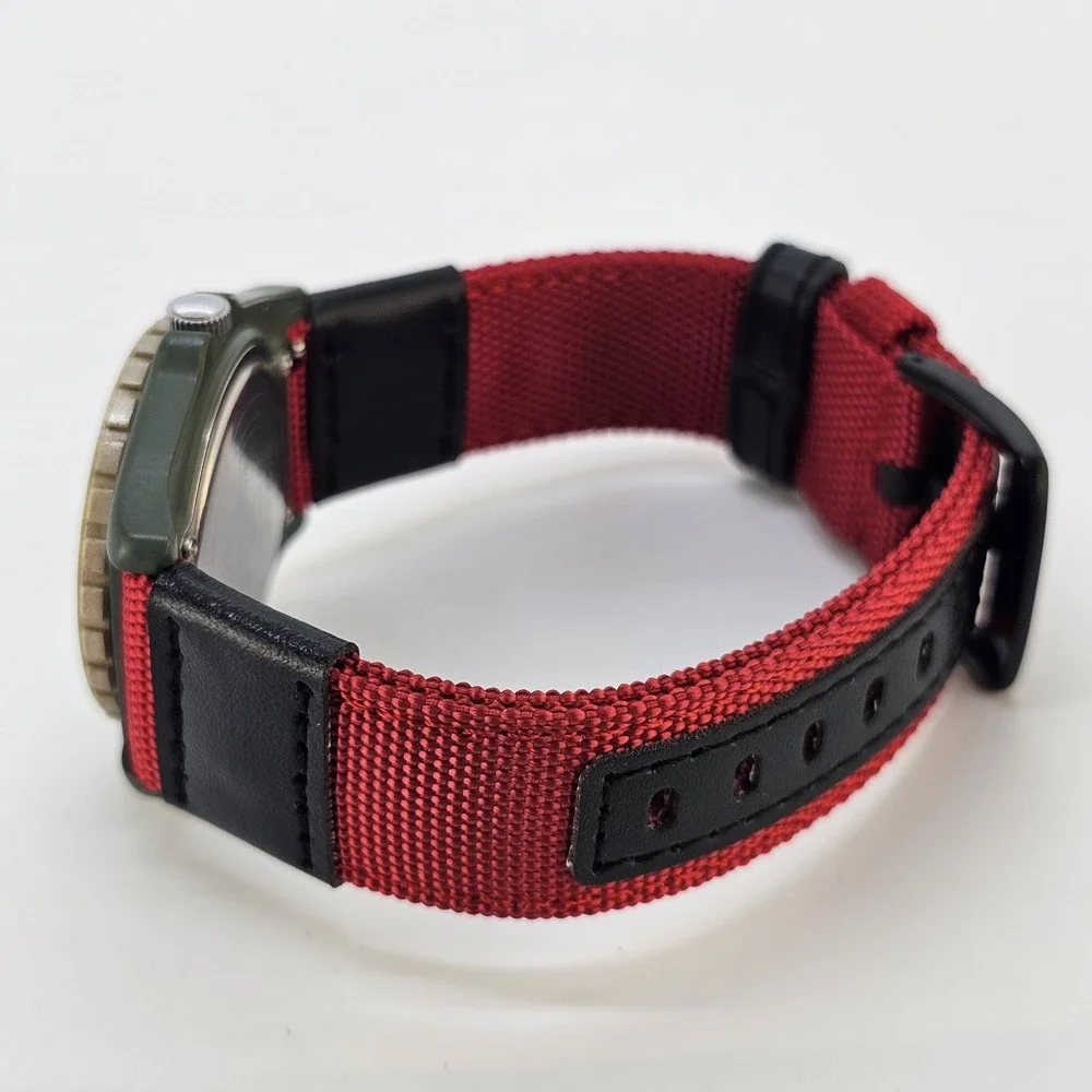 VTG Timex Field Men's Watch 38MM Cream Dial New Red Canvas Bands New Battery